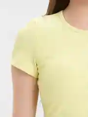 Желтый футболка женская, кроп топ спортивный, с открытой спиной, с коротким рукавом