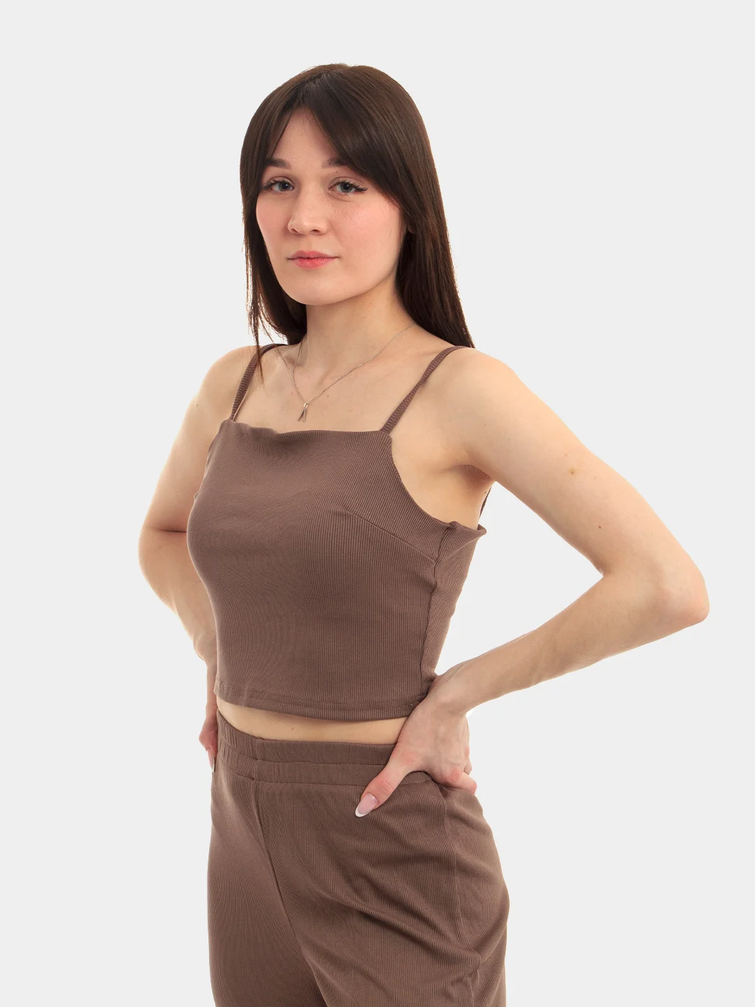 Шоколадный костюм женский лапша, тройка SHARMIN