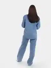 Голубой костюм женский спортивный вельветовый, рубашка и брюки SHARMIN
