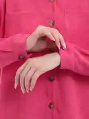 Розовый костюм женский спортивный вельветовый, рубашка и брюки SHARMIN
