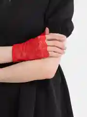 Красный митенки кружевные, без пальцев