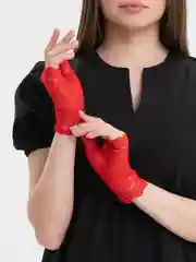 Красный митенки кружевные, без пальцев