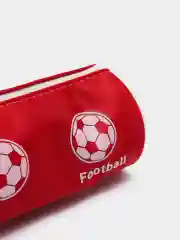 Красный пенал мягкий "Футбол", 1 отделение, тубус
