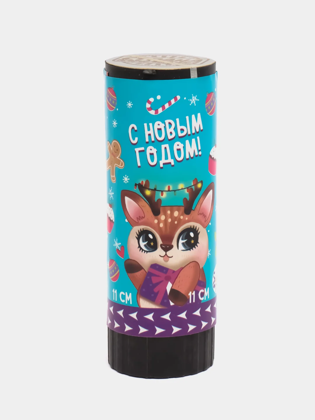 Тёмно-бирюзовый хлопушка пружинная (11 см), серпантин