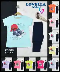 Лимонный комплект детский трикотажный для девочки футболка + бриджи LOVELLA 23003