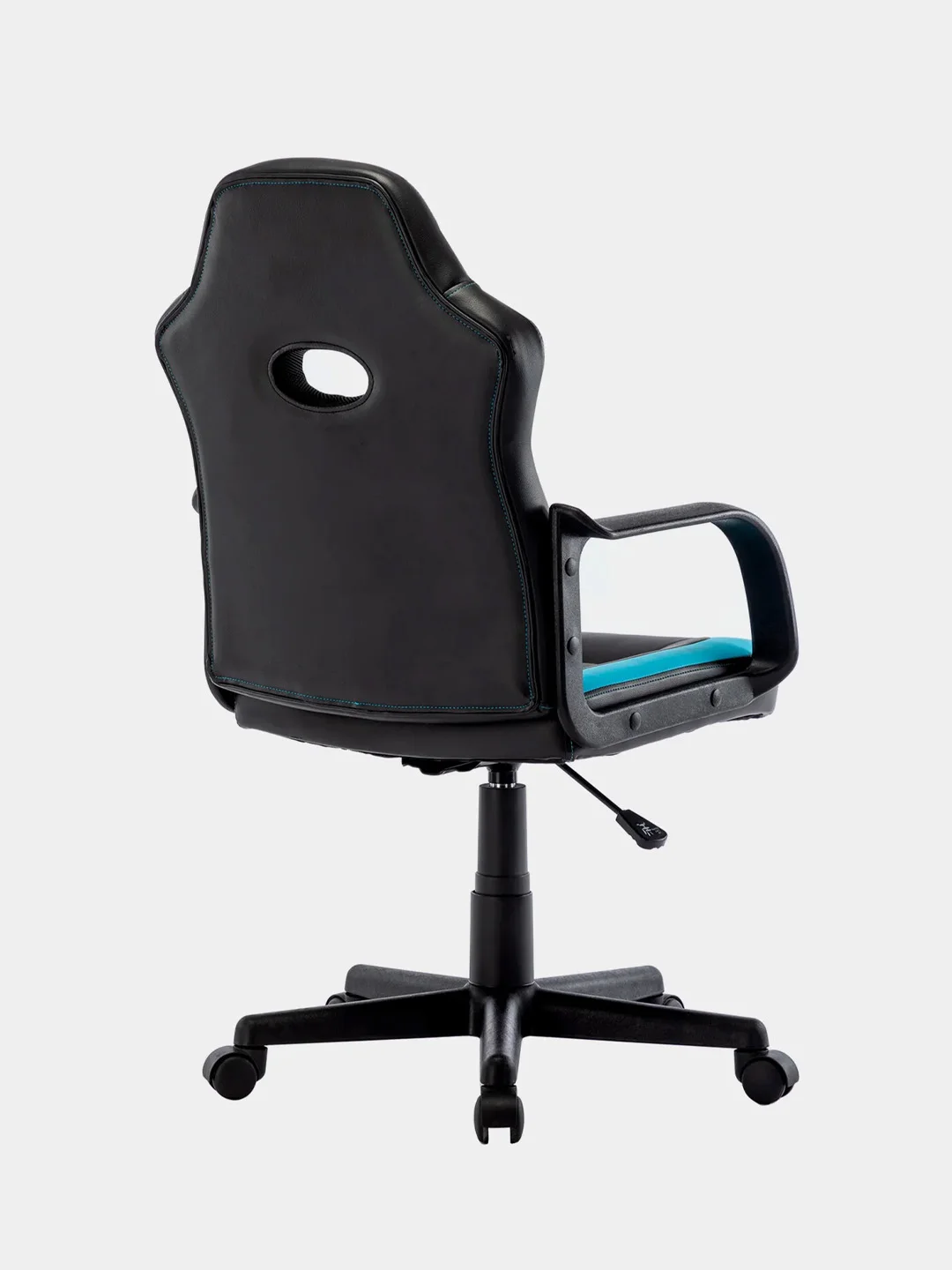 Кресло компьютерное BRABIX Stripe GM-202, экокожа, черное/голубое, 532509
