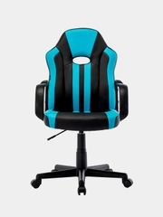 Кресло компьютерное BRABIX Stripe GM-202, экокожа, черное/голубое, 532509