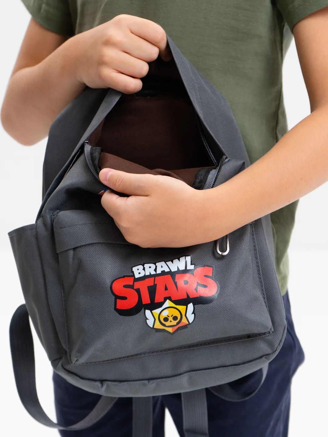 Приглушённый хаки детский рюкзак Brawl Star ребенку в садик