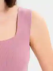 Розовый топ женский, майка лапша в рубчик