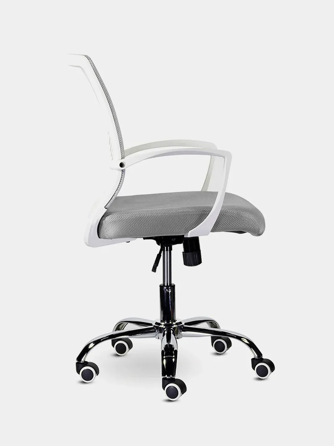 Кресло BRABIX Wings MG-306, пластик белый, хром, сетка, cерое E-72, 532012