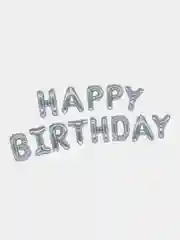 Серебряный гирлянда из воздушных шариков Happy Birthday, гирлянда-растяжка, шары на день рождения