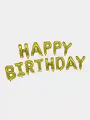 Золотой гирлянда из воздушных шариков Happy Birthday, гирлянда-растяжка, шары на день рождения