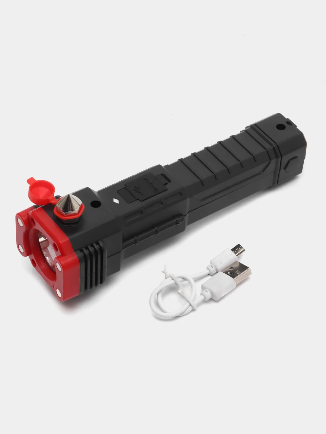 Красный фонарик многофункциональный , с зарядкой от USB, удобный в руке, с магнитом, резаком