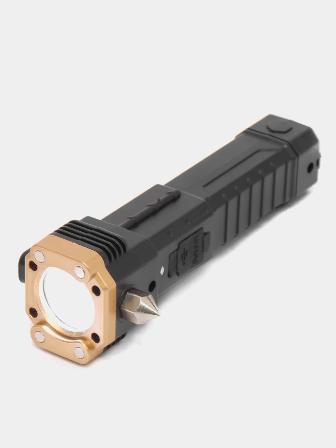 Желтый фонарик многофункциональный , с зарядкой от USB, удобный в руке, с магнитом, резаком