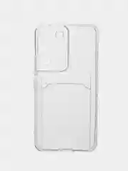 Прозрачный чехол BROSCORP для Samsung Galaxy S22 с кармашком и защитой камер, картхолдер с карманом