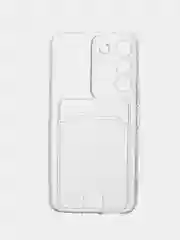 Прозрачный чехол BROSCORP для Samsung Galaxy S22 с кармашком и защитой камер, картхолдер с карманом