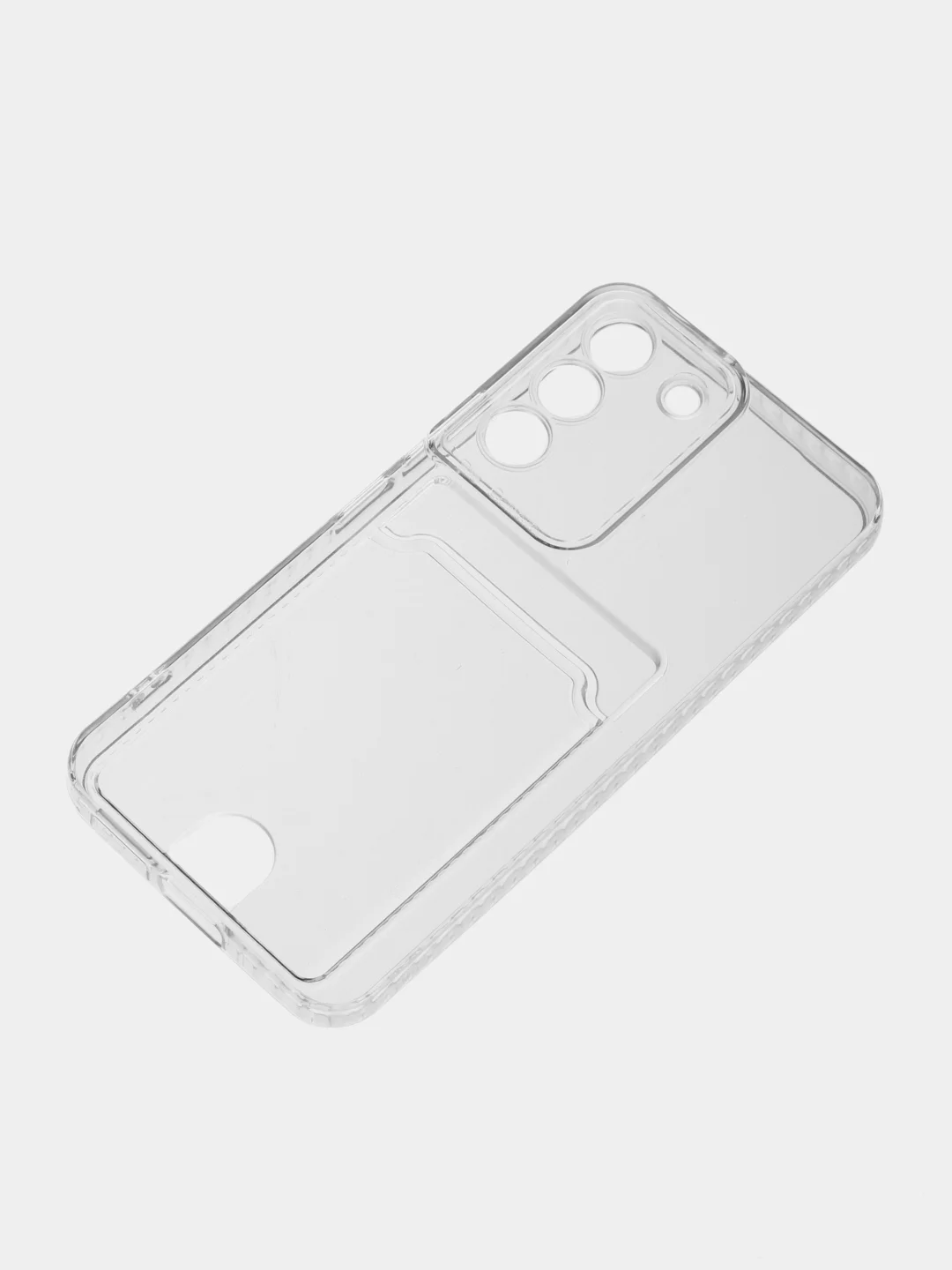 Прозрачный чехол BROSCORP для Samsung Galaxy S22 с кармашком и защитой камер, картхолдер с карманом