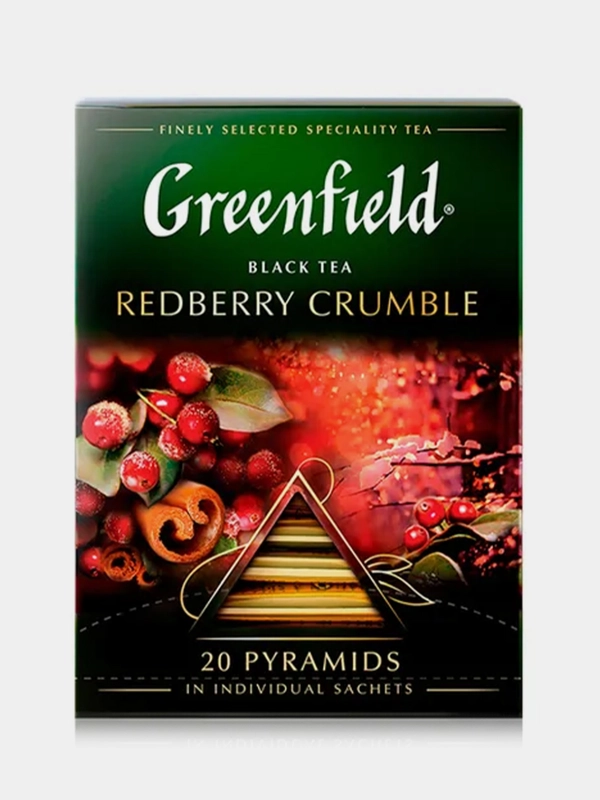 Чай в пирамидках Greenfield Рэдберри Крамбл черный, 20 пирамидок