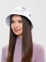Белый панама с надписями, хлопковая
