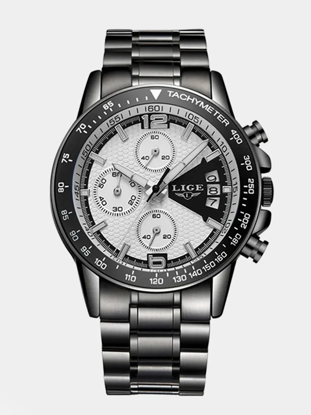 Угольный мужские наручные часы Lige LG0002 с хронографом, в подарочной упаковке