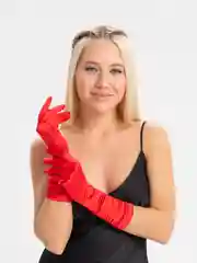 Алый перчатки женские атласные без подкладки