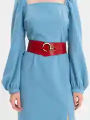 Красный женский пояс с пряжкой, на крючке