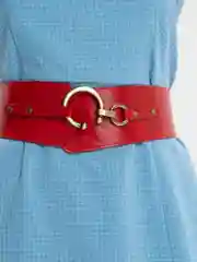 Красный женский пояс с пряжкой, на крючке
