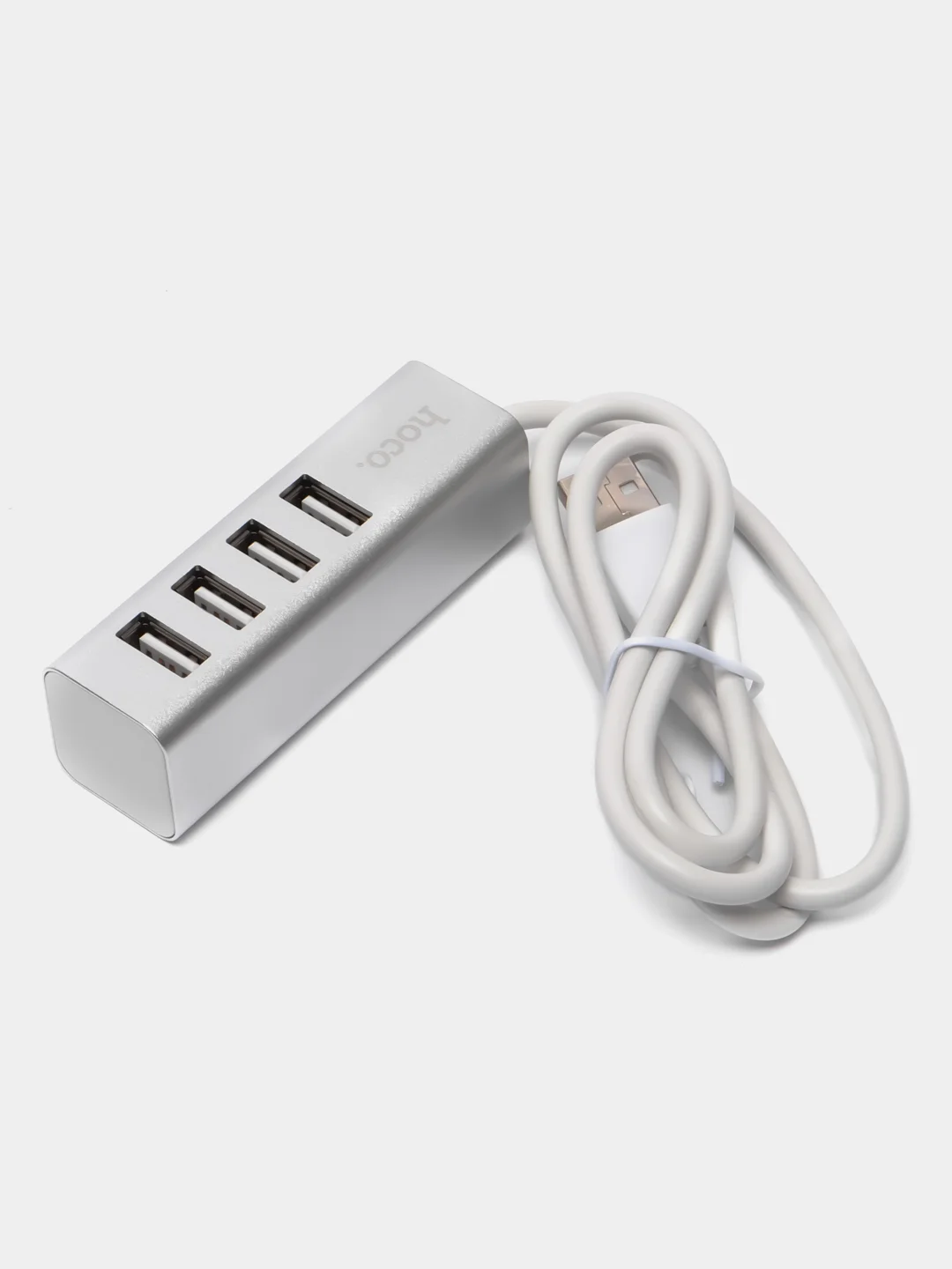 Серебряный usb-концентратор на 4 порта USB, разветвитель HOCO HB1, переходник, адаптер хаб