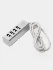 Серебряный usb-концентратор на 4 порта USB, разветвитель HOCO HB1, переходник, адаптер хаб