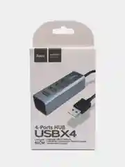 Серебряный usb-концентратор на 4 порта USB, разветвитель HOCO HB1, переходник, адаптер хаб