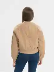 Бежевый бомбер укороченный
