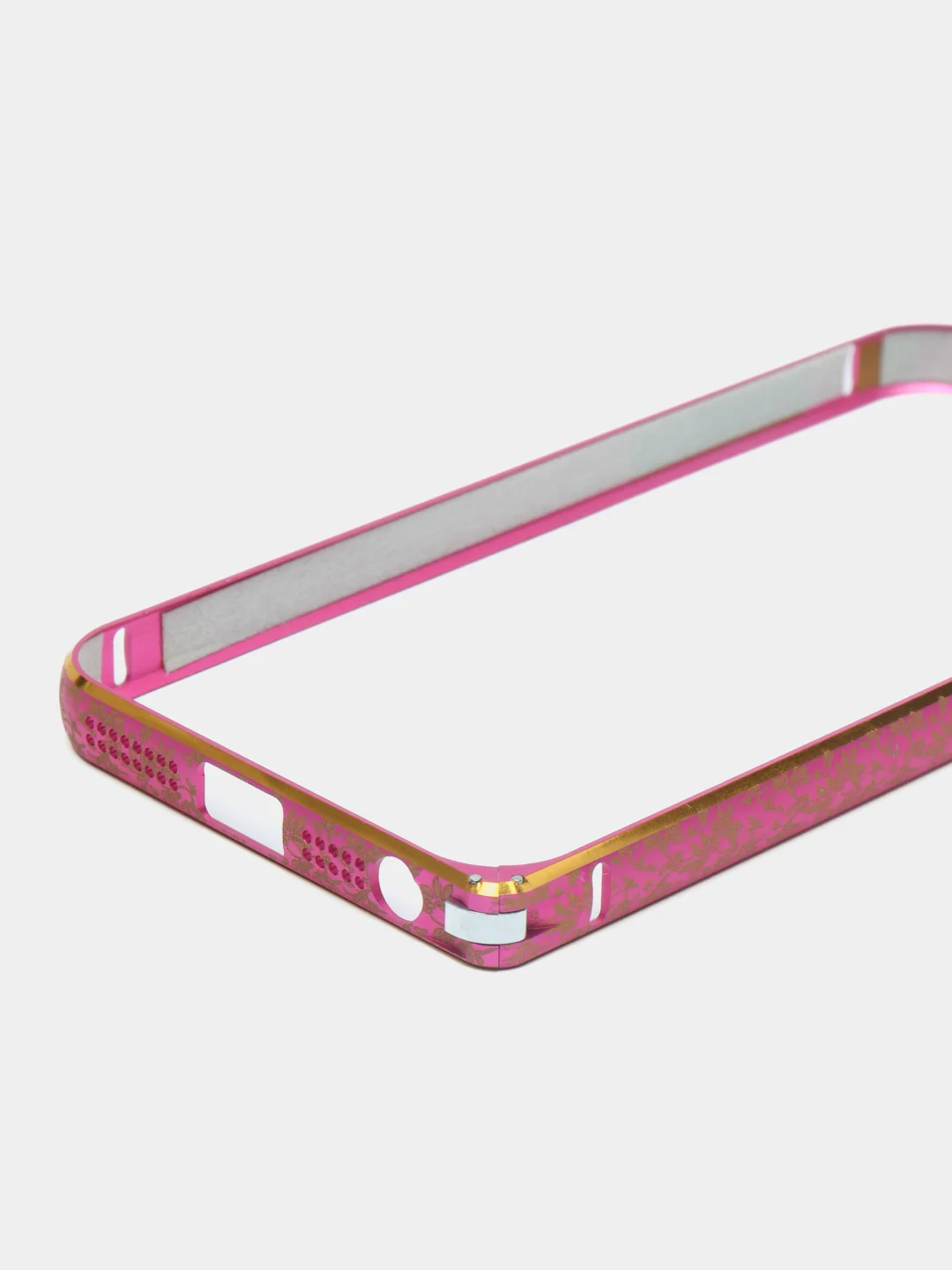 Тёмно-розовый бампер алюминиевый для iPhone 5 / 5S / SE, с узором