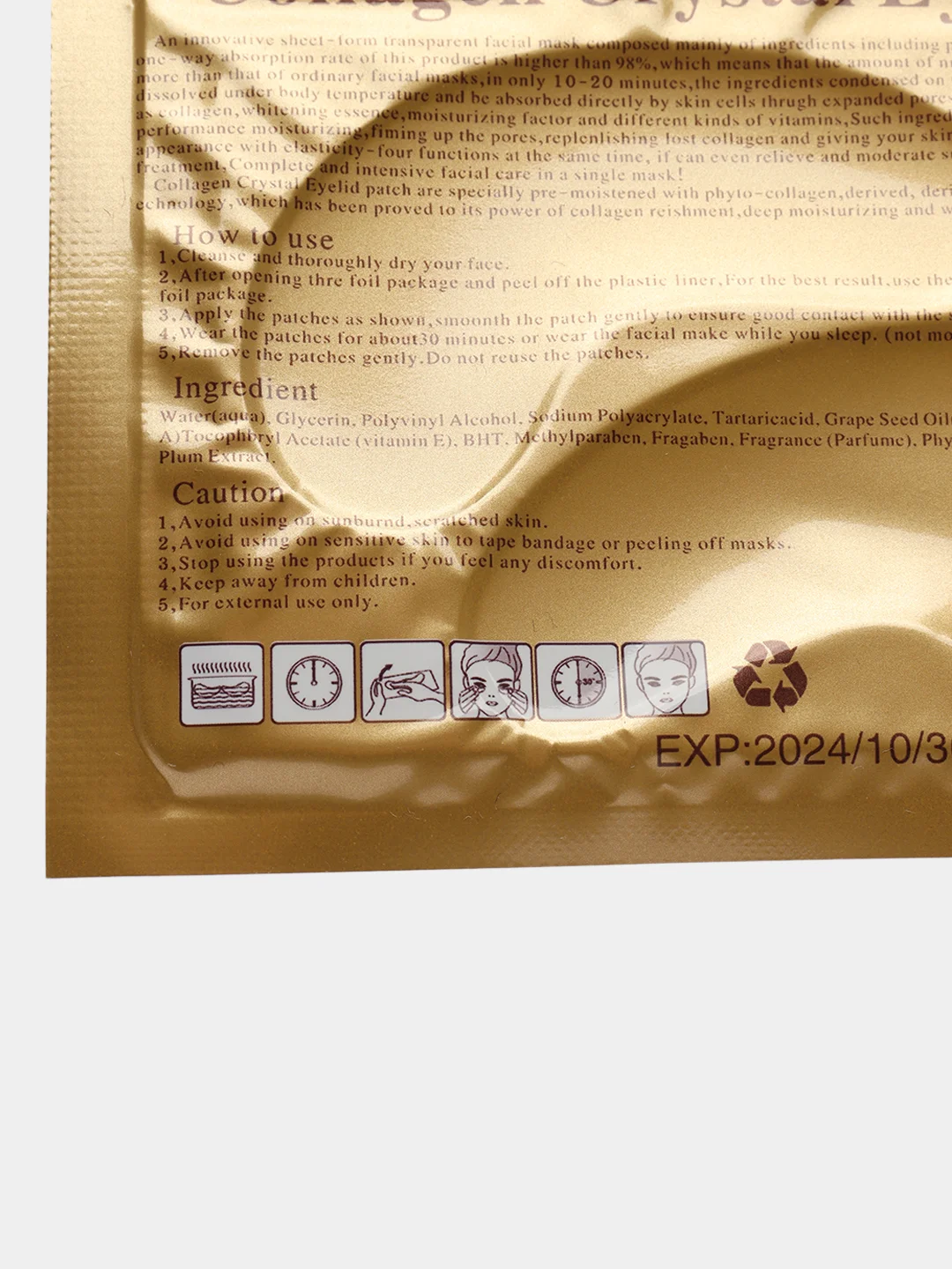 Угольный патчи коллагеновые для глаз Collagen Crystal Eye Mask