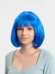 Синий карнавальный парик каре