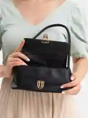 Черный женская сумка багет