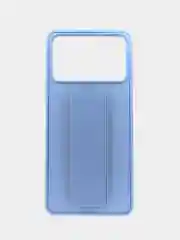 Небесно-голубой чехол для Xiaomi Poco X4 Pro, Сяоми Поко Х4 Про, силиконовый под кожу, с подставкой