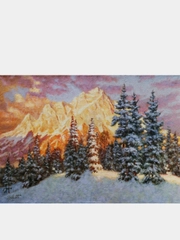 Алмазная мозаика картина вышивка из страз 40*50 см, "Закат в горах", 662580