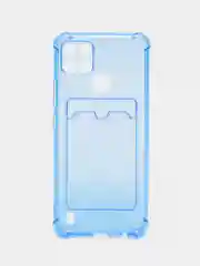 Светло-синий противоударный чехол realme C21y , кармашек для карт