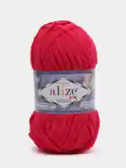 Бордовый пряжа плюшевая Alize Velluto, микрополиэстер, 100 г, 68 м