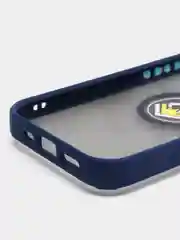 Синий чехол iPhone 13, 13 Pro, пластиковый, матовый, с кольцом и цветными кнопками