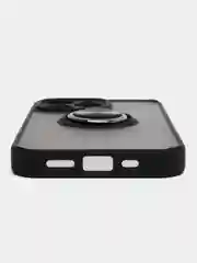 Черный чехол iPhone 13, 13 Pro, пластиковый, матовый, с кольцом и цветными кнопками