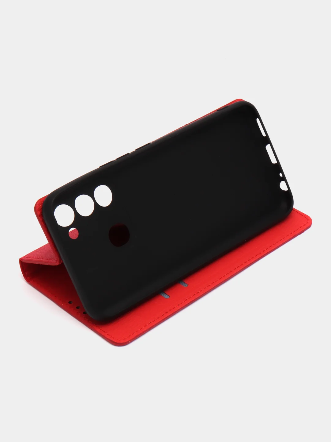 Красный чехол книжка Rich Boss для Tecno Spark 8C / GO 2022, экокожа, нубук, с визитницей