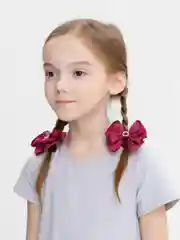Бордовый банты на резинках, с жемчужной пряжкой, 2 штуки
