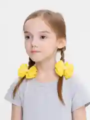 Желтый банты на резинках, с жемчужной пряжкой, 2 штуки