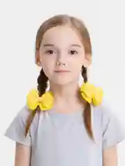 Желтый банты на резинках, с жемчужной пряжкой, 2 штуки