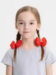 Красный банты на резинках, с жемчужной пряжкой, 2 штуки