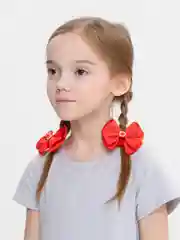 Красный банты на резинках, с жемчужной пряжкой, 2 штуки