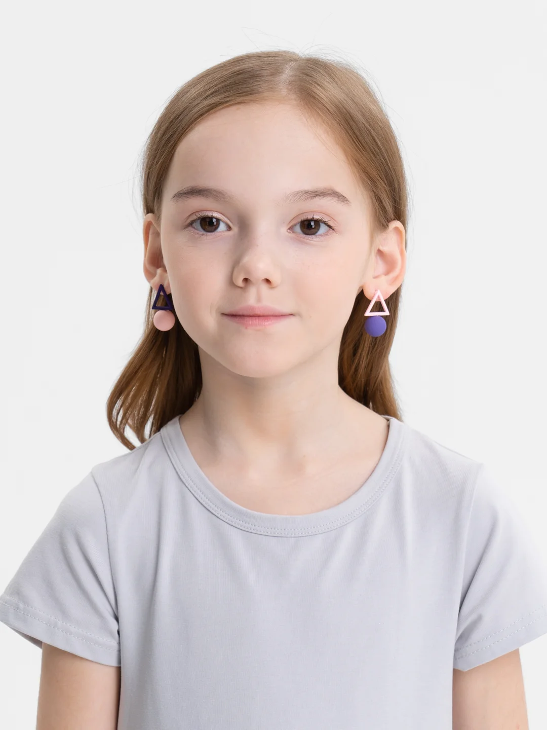 Фиолетовый серьги женские из ассимметрических фигур