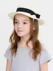 Молочный шляпа соломенная, детская пляжная канотье летняя