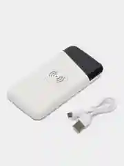 Белый повер банк, 10000 mAh, с беспроводной зарядкой для смартфонов